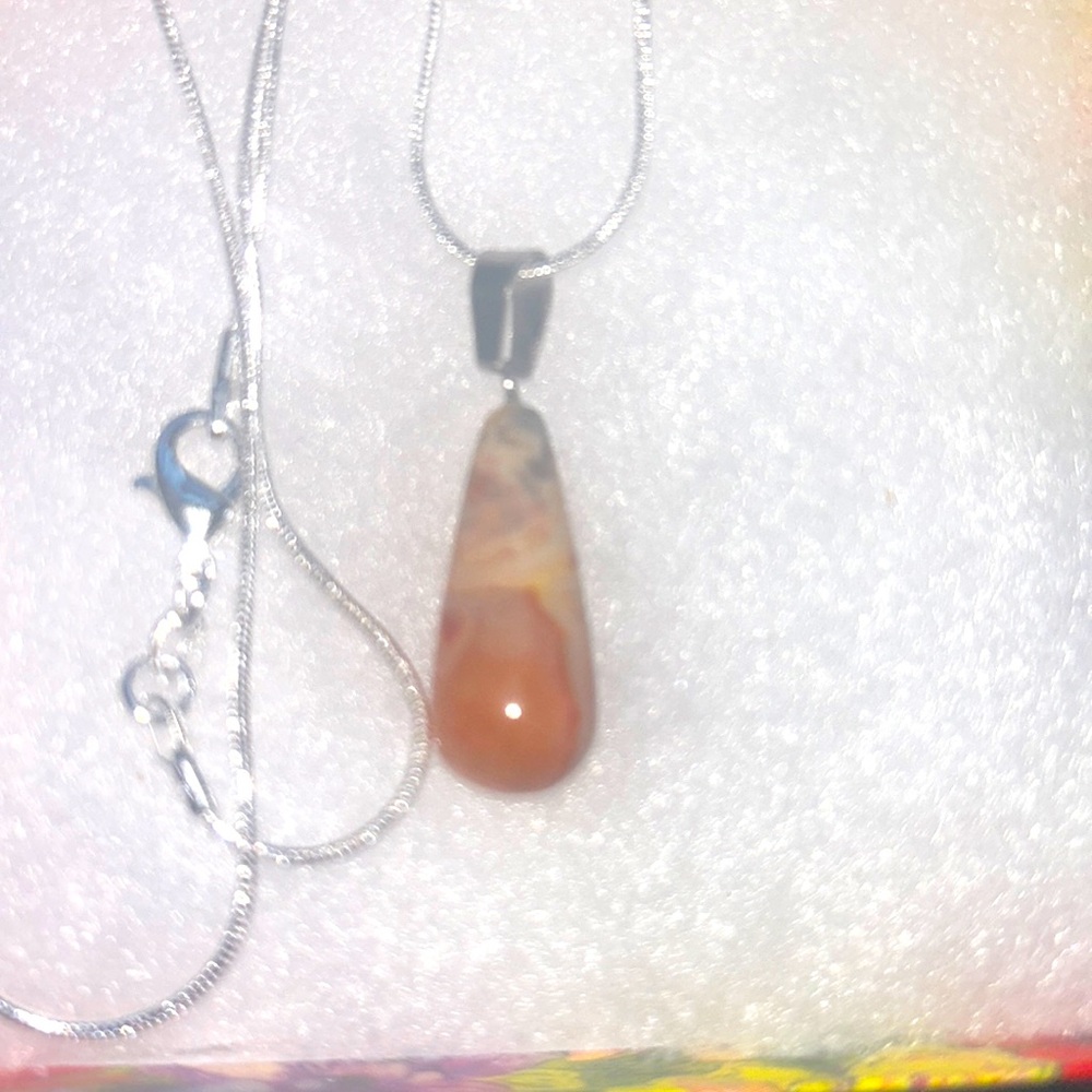Boho hippie Agate Sterling Silver 30” Necklace